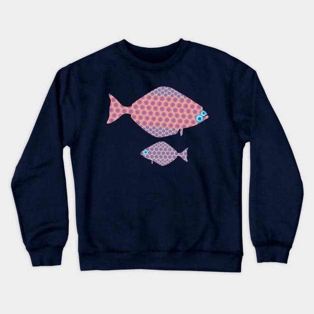 SALISH SEA FLOUNDER Mom and Baby Cute Undersea Ocean Fish - UnBlink Studio by Jackie Tahara Crewneck Sweatshirt by UnBlink Studio by Jackie Tahara